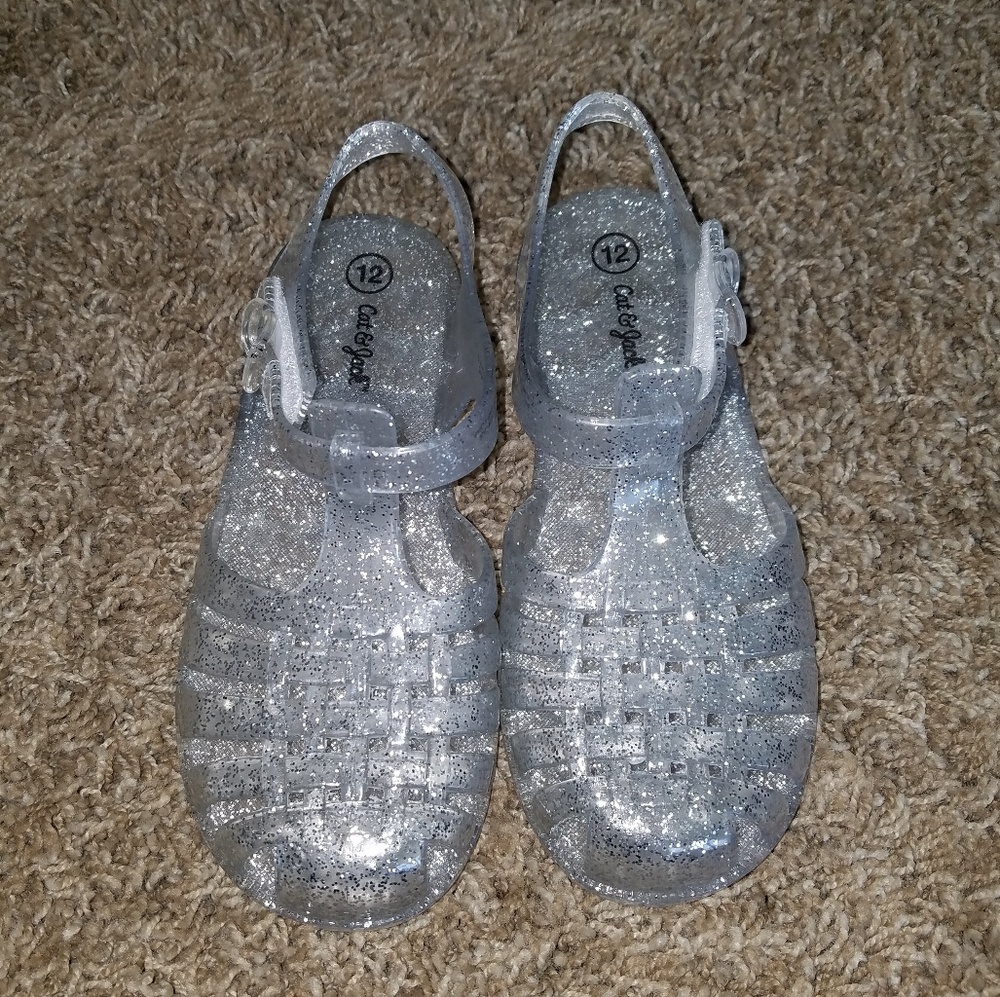 Cat & Jack Silver Sparkle Jellies